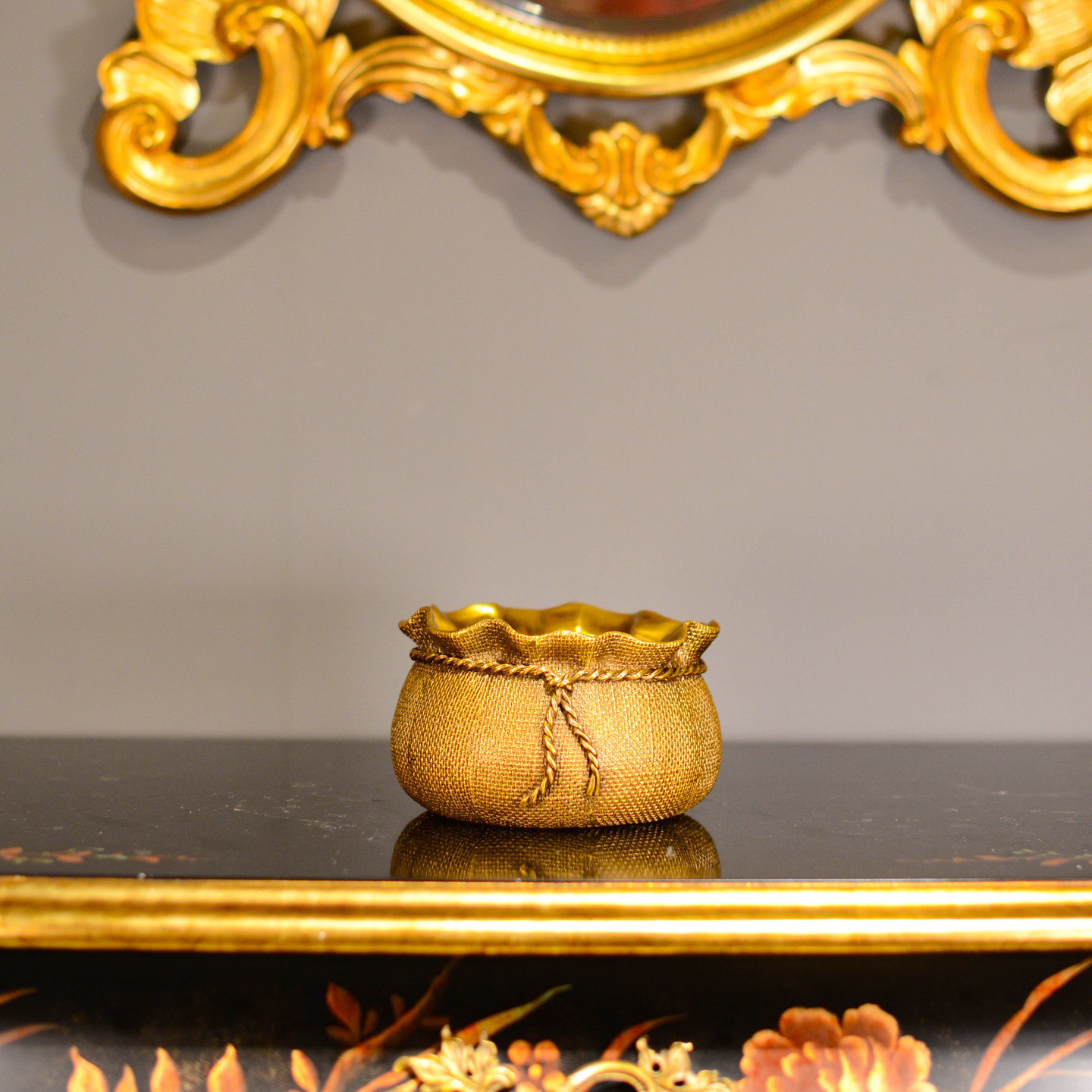 全铜布袋果盘零食干果糖果收纳家居客厅乔迁招财饰品摆件C5881,家居饰品,桌面摆件,淘宝优惠券,粉丝福利购,淘宝优惠卷