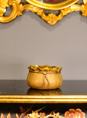 全铜布袋果盘零食干果糖果收纳家居客厅乔迁招财饰品摆件C5881