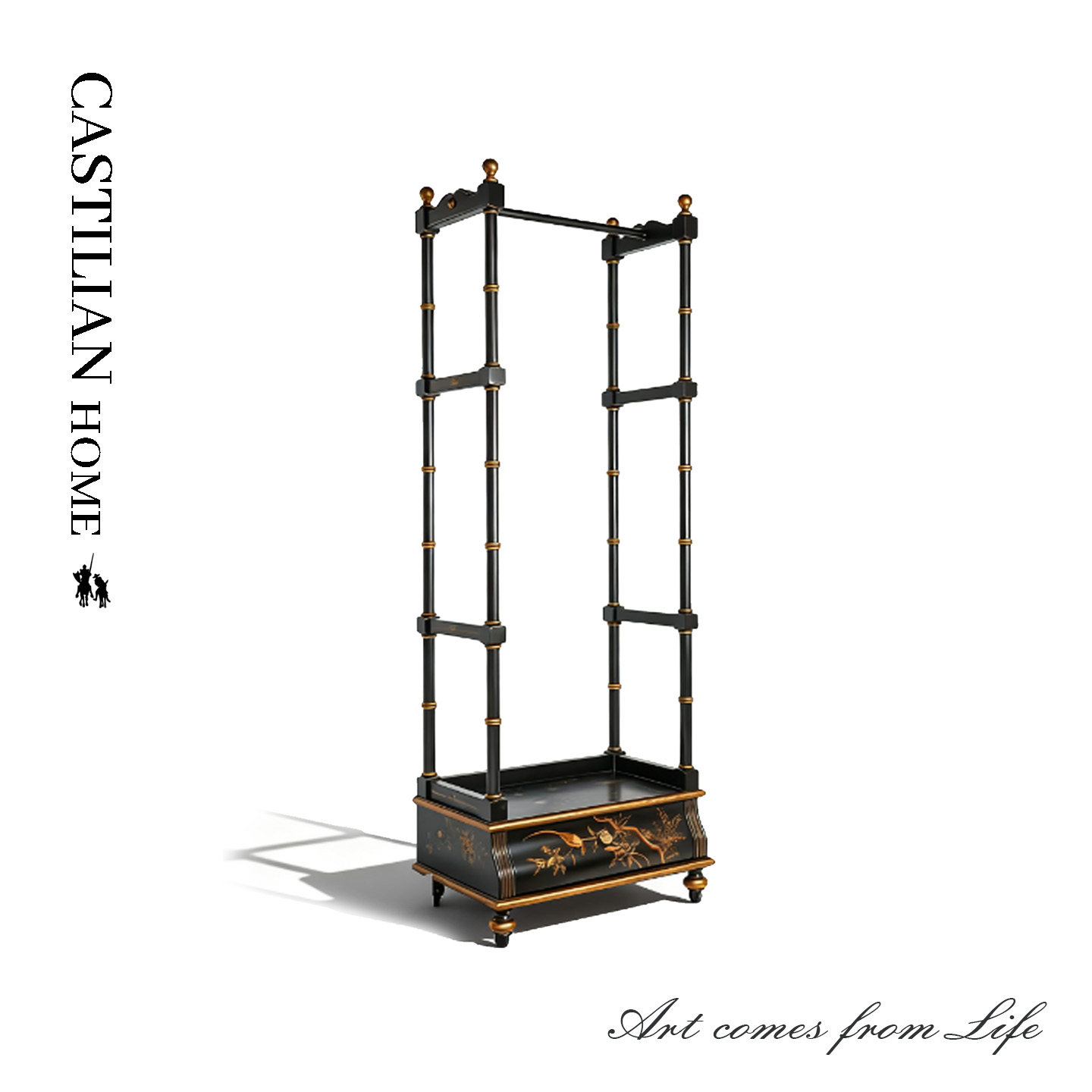 卡斯特兰法式田园风实木衣帽架