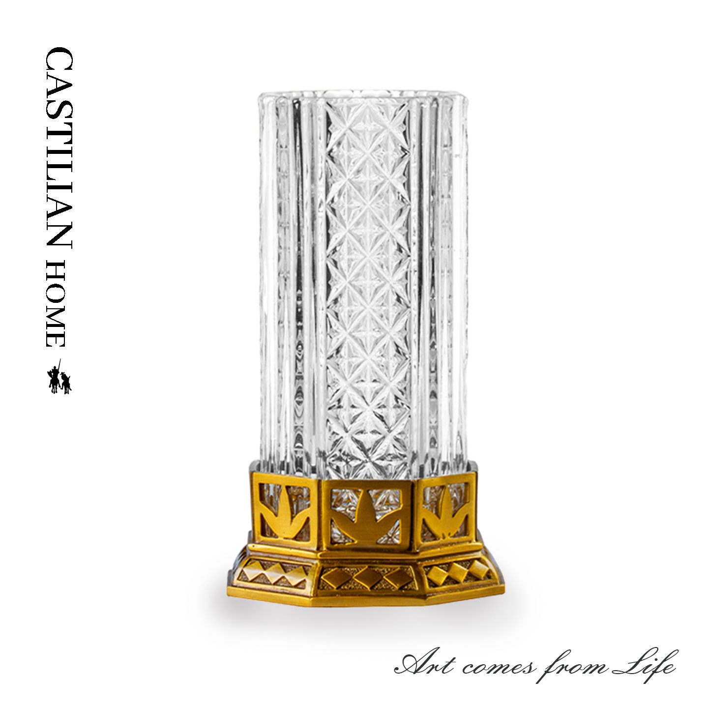 金色浮雕轻奢水晶小花瓶插花