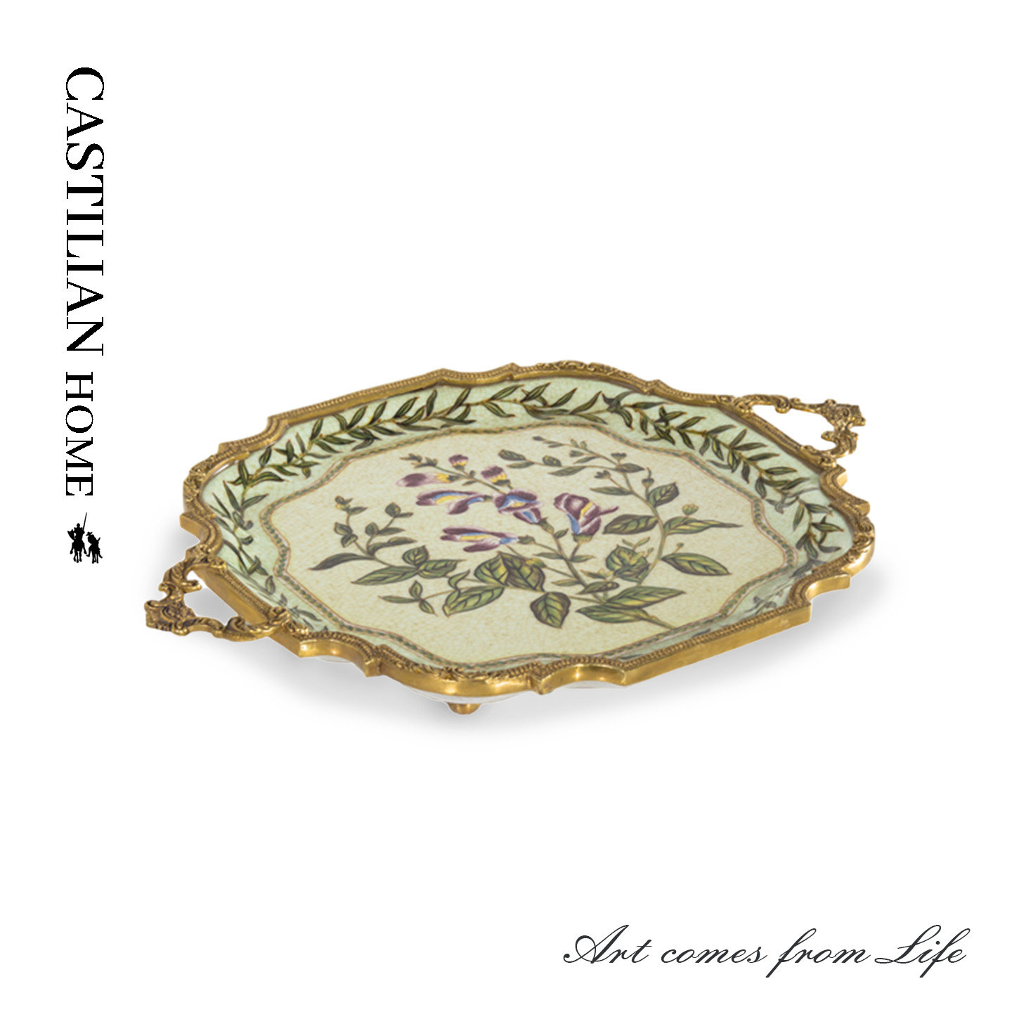 法式高颜值托盘客厅餐厅餐桌茶几茶室水果盘家用精致餐盘摆件6029