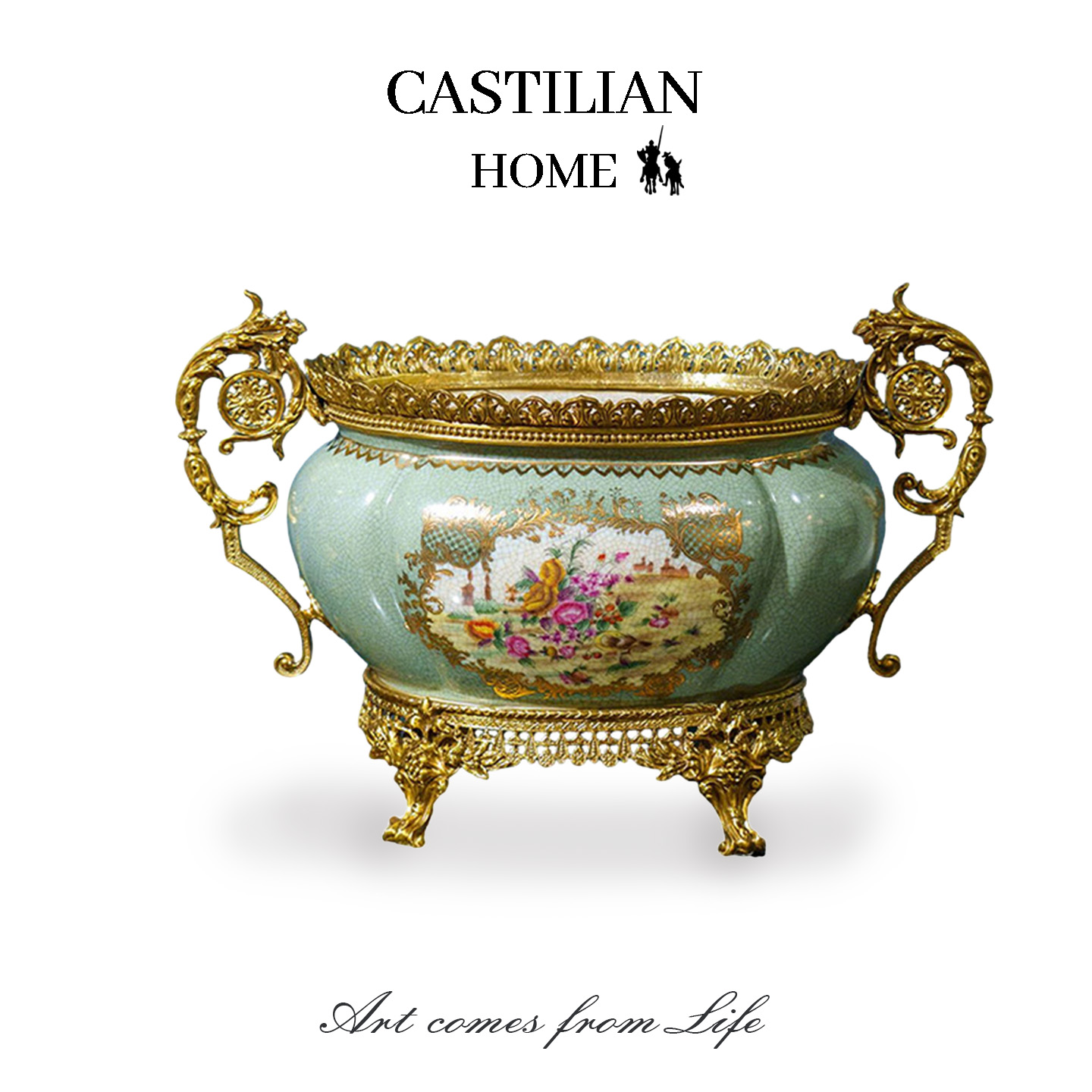 法式聚宝盆摆件果盘大口径花瓶