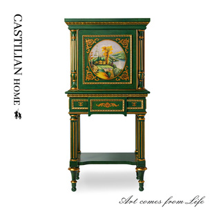 欧式 饰柜C2411 高级感实木高脚柜客厅家用储物柜沙发边柜餐边柜装