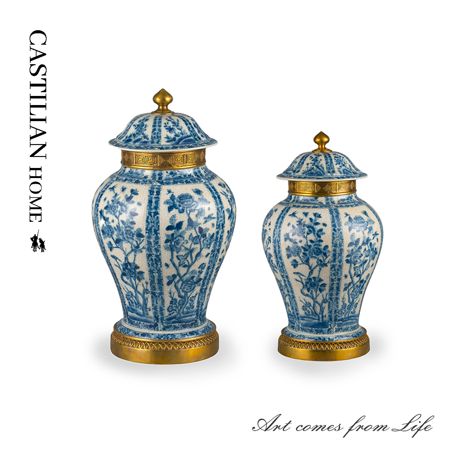 新中式陶瓷青花瓷将军罐轻奢高级感客厅玄关插花工艺品摆件C5099,家居饰品,花瓶,淘宝优惠券,粉丝福利购,淘宝优惠卷