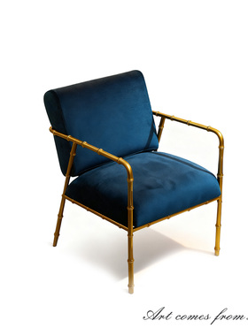 卡斯特兰轻奢极简现代新中式混搭风咖啡厅设计师款单人沙发C2460