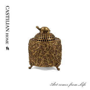 黄铜香炉家用供奉沉香室内熏香炉中式 纯铜香炉书房茶几摆件C1707