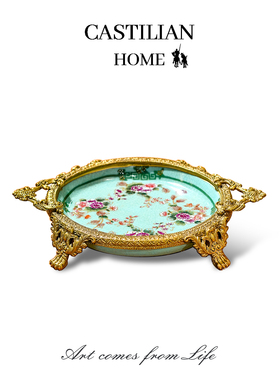 卡斯特兰糕点盘茶点盘陶瓷水果盘客厅下午茶点心盘零食碟C5850