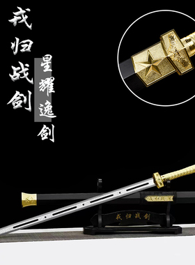 龙泉戎归战之剑汉剑一体龙骨花纹退伍纪念送战友定制礼品未开刃