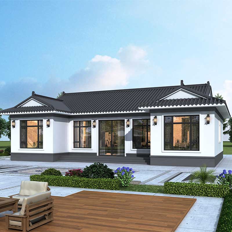 农村自建房别墅设计图纸一层新中式实用小别墅建筑结构水电施工图