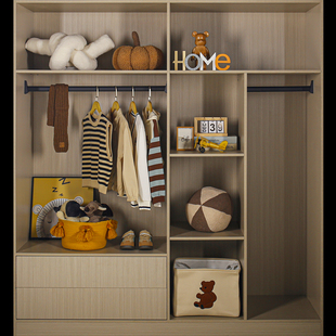 样板间儿童房衣帽间软装摆件男孩房服饰鞋子玩具收纳箱展厅摆设