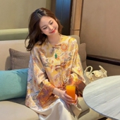 盘扣唐装 新中式 国风女装 上衣高级感超好看减龄黄色印花宋锦外套