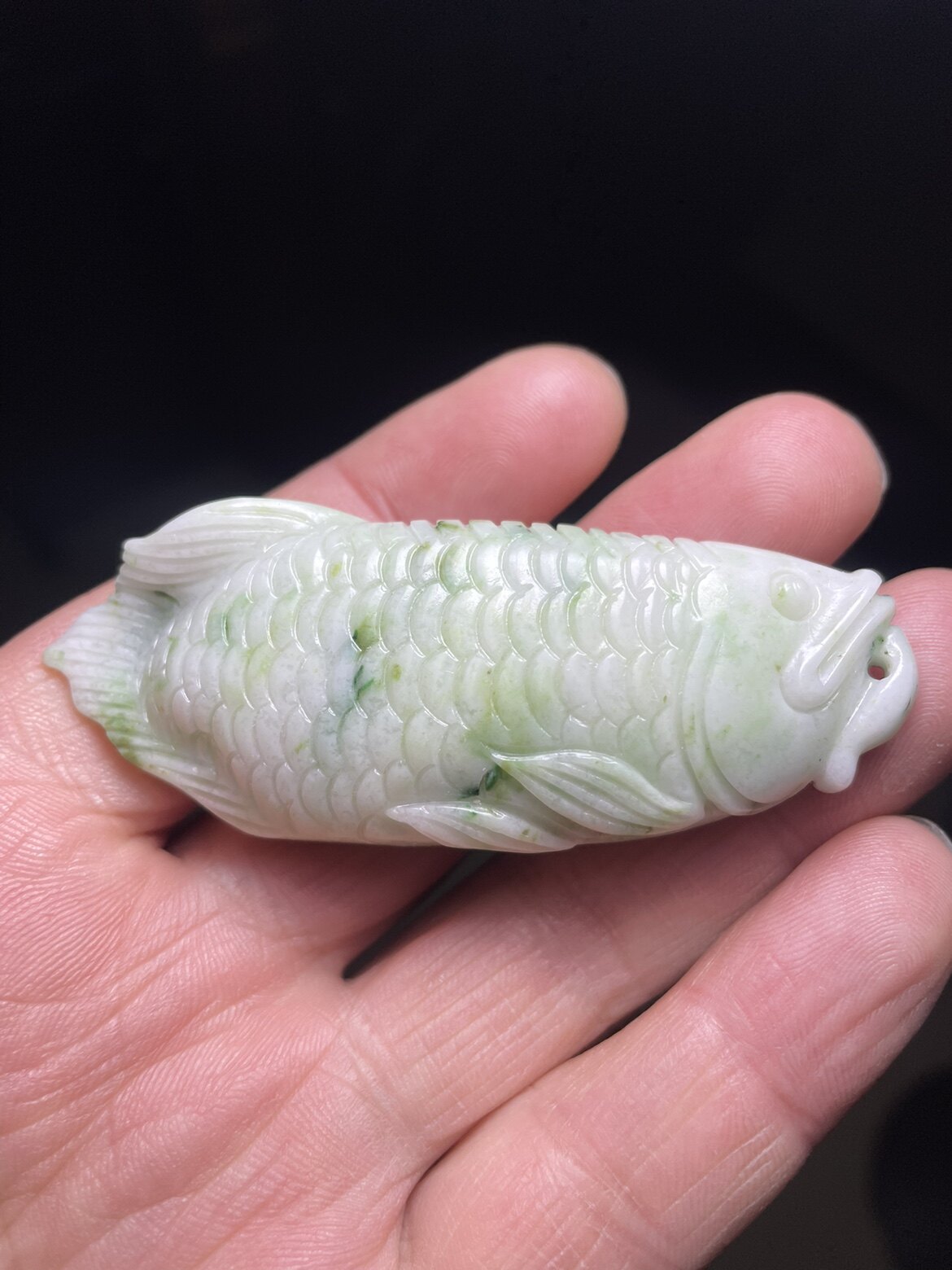 南阳独山玉石雕刻的挂件金龙鱼吊坠手玩件鱼 南阳独山玉鱼