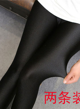 春夏季冰丝九分加肥加大码胖MM踩脚脚蹬高弹力光面光泽裤打底裤女