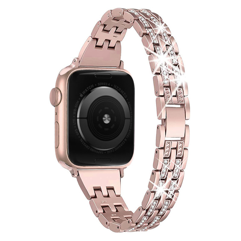 适用于applewatch6不锈钢苹果智能手表表带 蛇纹款镶钻表带