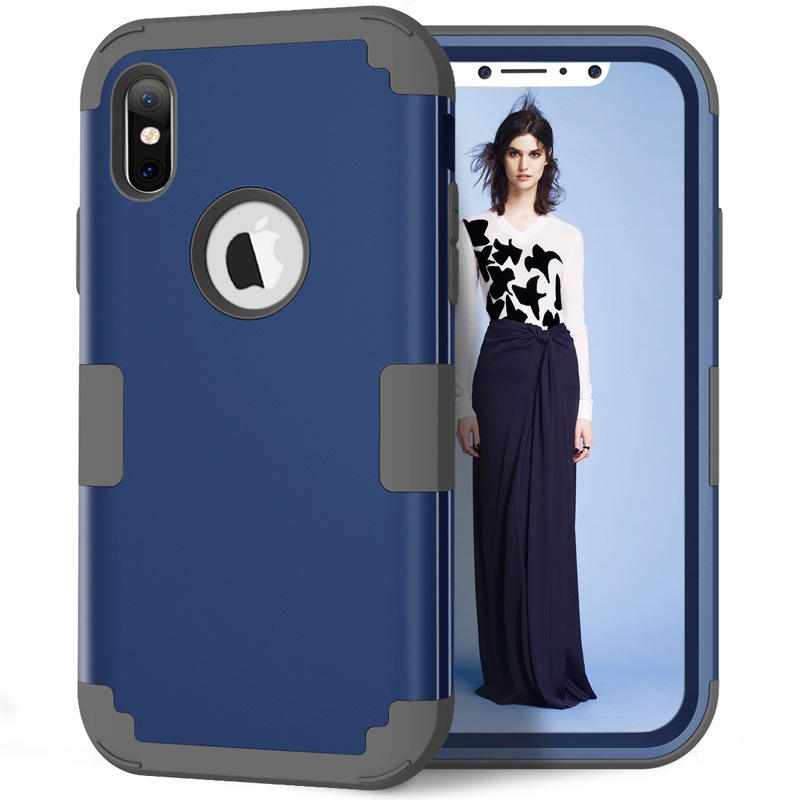 适用iPhone X一代三件套防震防摔硅胶PC壳苹果iphone 8全包保护壳