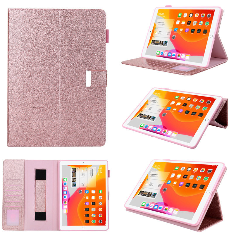 适用iPadmini6闪粉小五金扣10.2插卡Pro11平板11寸手持保护套
