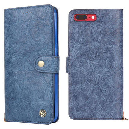 适用iPhone7 8复古真皮纹纽扣软后壳手机套翻盖插卡支架8Plus皮套