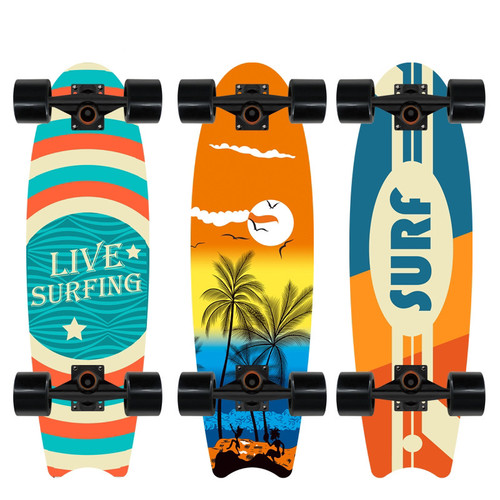 28寸陆地冲浪板PU桥四轮平衡板路冲板青少年初学者入门滑板鱼尾板