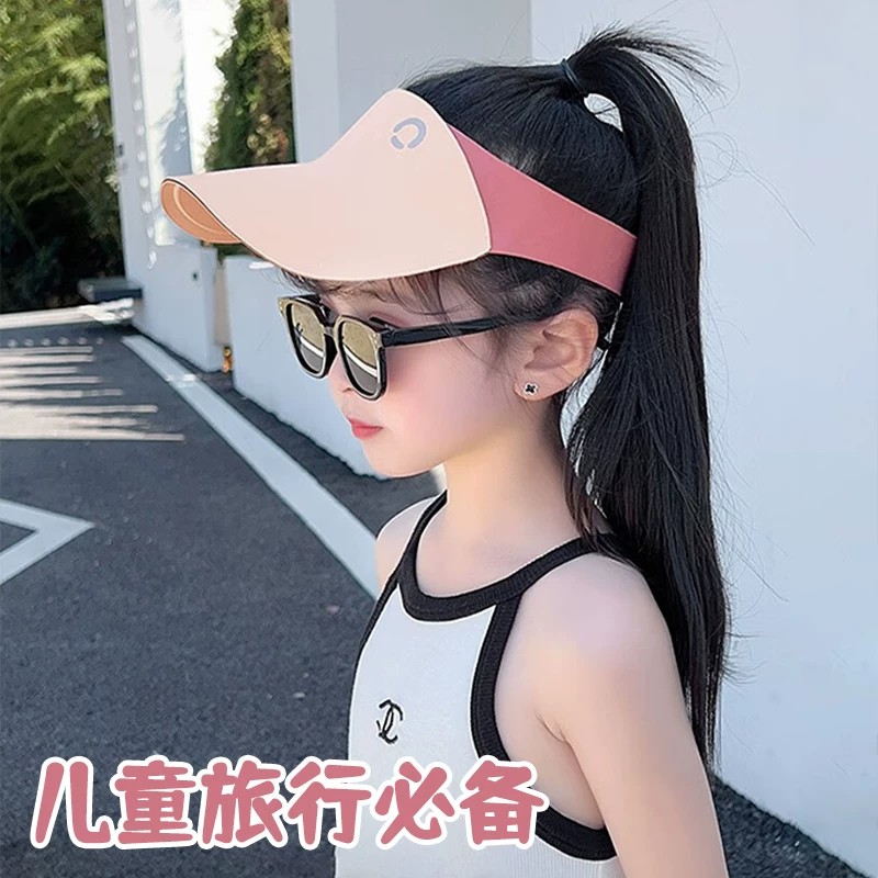 儿童旅行必备无痕防晒空顶帽图片