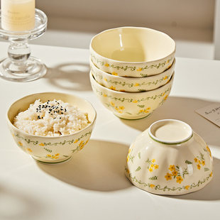 2026年新款碗家用10个装陶瓷吃饭碗米饭碗奶油风碗盘碗碟餐具套装