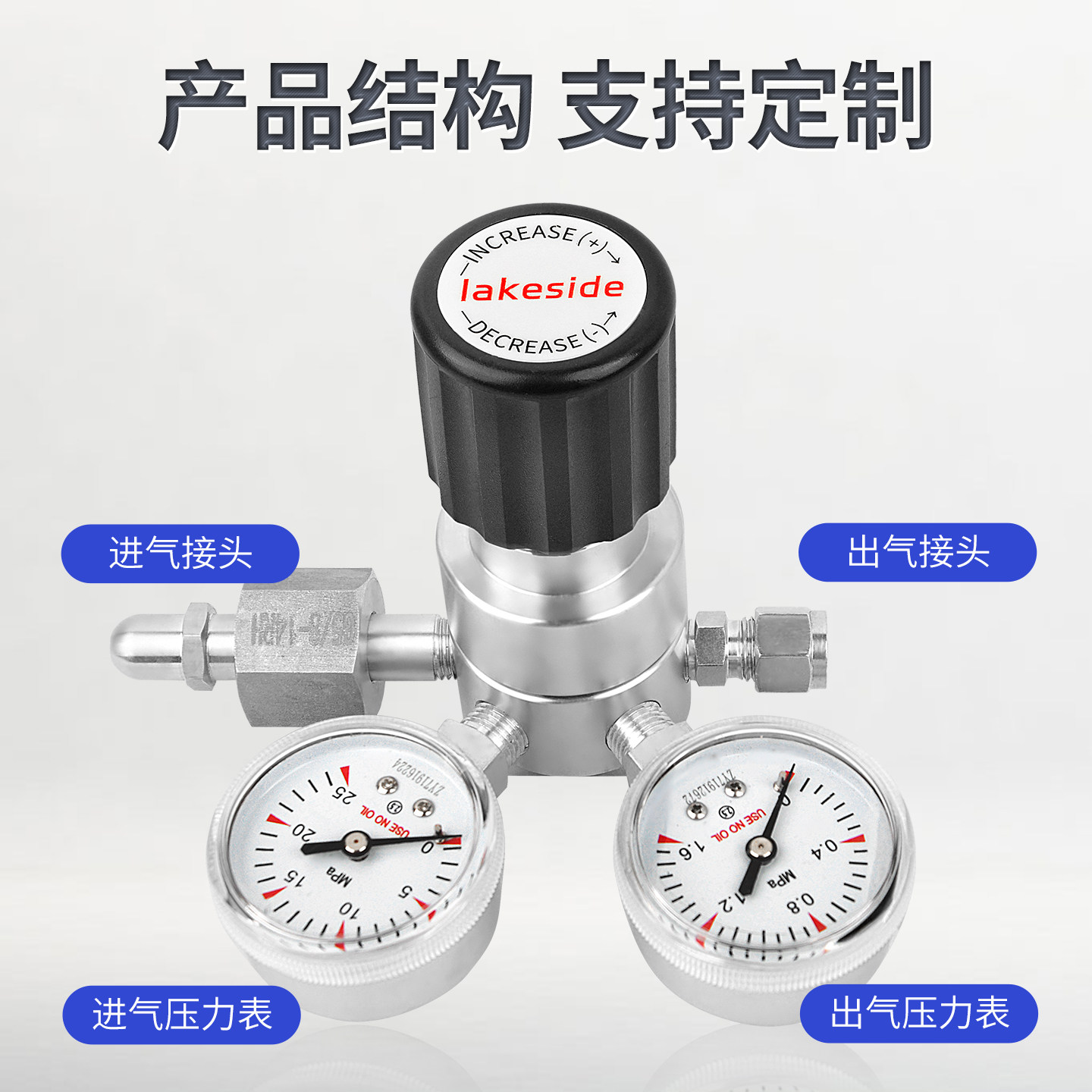 不锈钢减压阀气体钢瓶一级二级调压稳压减压器高压氨氧气氮气氢气