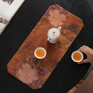 家用香云纱干泡茶桌旗高端茶台桌布茶桌垫布茶席茶布茶桌防水茶旗