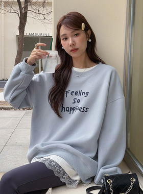 【海德公园】韩系字母印花卫衣女冬季宽松长袖上衣w807c