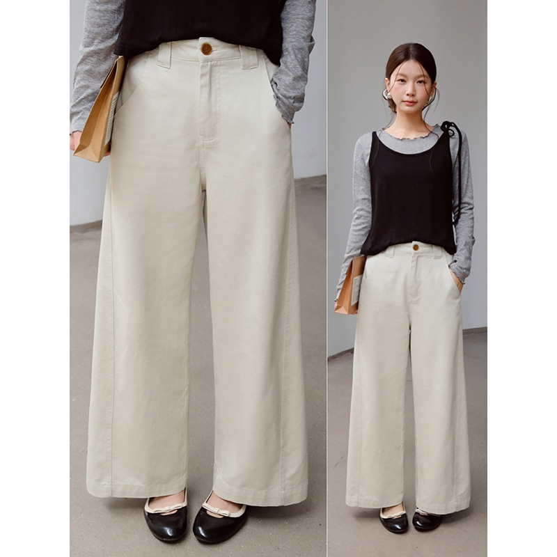 【】韩系通勤高腰直筒牛仔裤女秋季新款纯色简约阔腿裤n514c