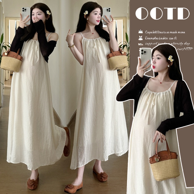 实拍现货~2024夏季时尚气质宽松显瘦吊带裙+防晒开衫两件套