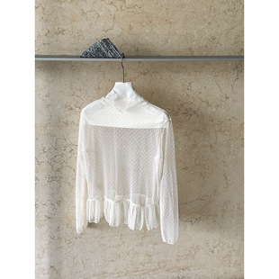 女冬季 复古荷叶边蕾丝打底衫 上衣n652c 芋泥波波氛围内搭