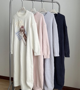 gp25秋冬软绵绵冰淇淋西施犬半边绒系列连衣裙家居服