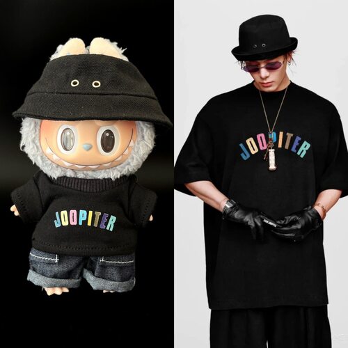 labubu娃衣TEAMWANG王嘉尔同款一二三代17cm拉布布衣服棉花娃娃