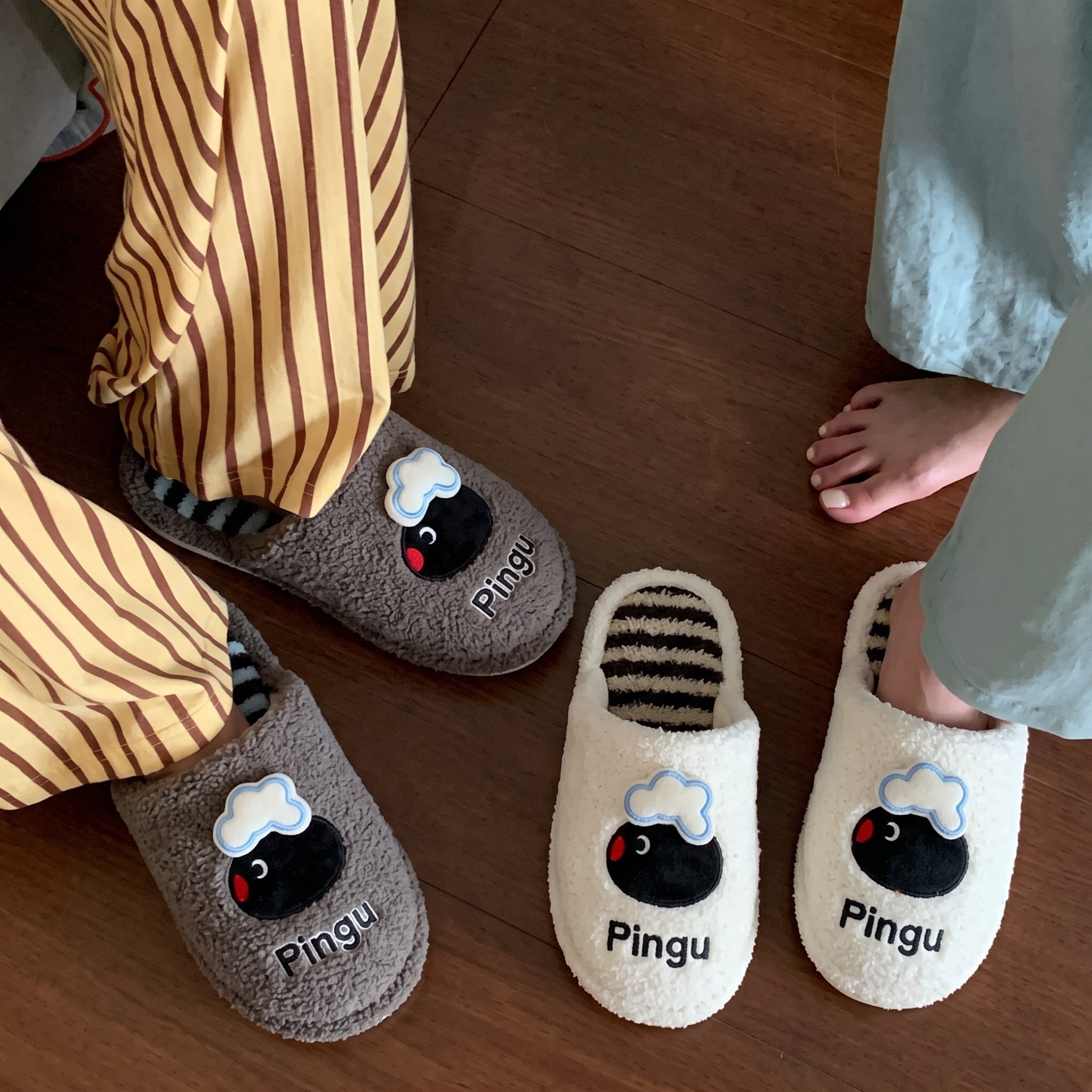 pimgu卡通情侣居家棉拖鞋秋冬