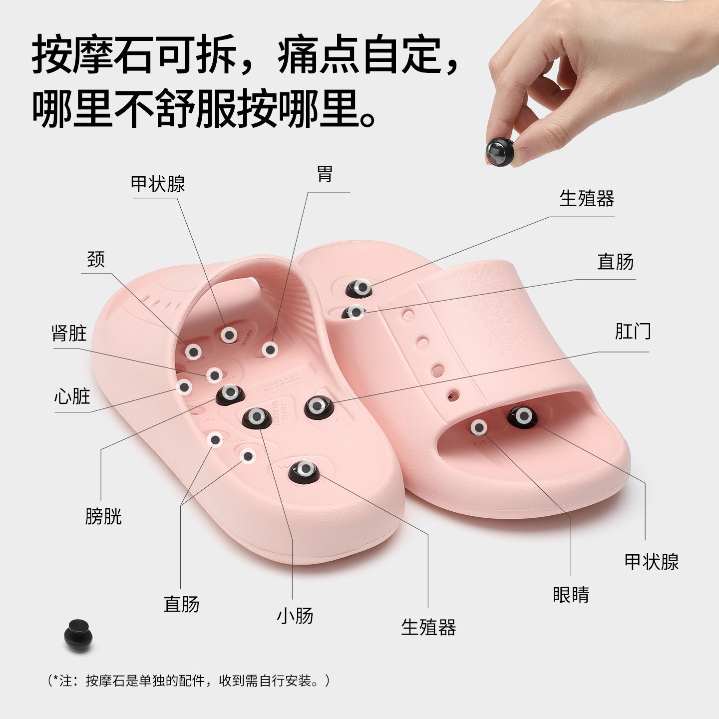 按摩拖鞋女士夏季家居浴室洗澡漏水脚底穴位防滑防臭新款足疗凉拖