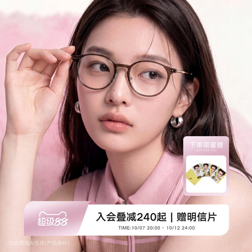 QINA亓那2026新款素颜显白茶棕色圆框近视眼镜女减龄镜框QJ5213