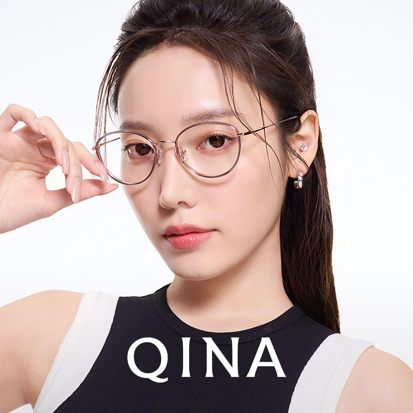 QINA亓那新品近视眼镜防辐射可配度数俏皮灵动猫眼框男女QA6006