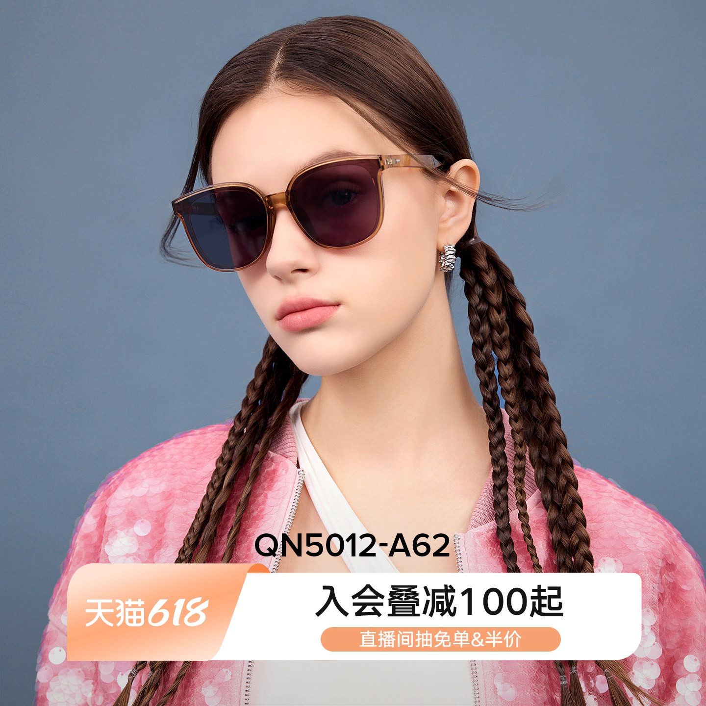 QINA亓那折叠墨镜女款便捷轻巧防晒遮阳开车偏光太阳镜男QN5012
