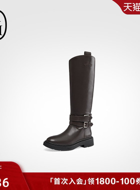 ASH女靴2025秋冬新款MARLIN真皮高跟圆头女粗跟高筒靴时装长靴