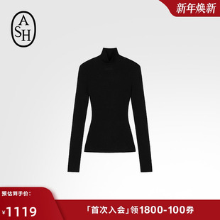 打底衫 羊毛混纺黑色高领内搭针织上衣女修身 LUCY ASH女装