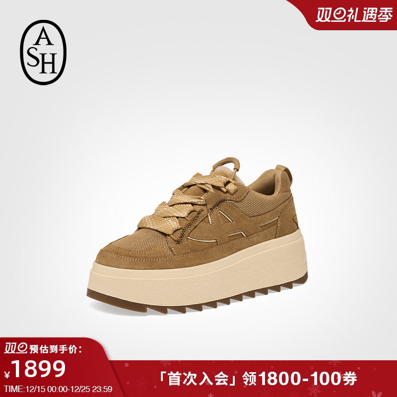 ASH女鞋2025秋季新款MOVIE复古增高圆头厚底休闲鞋女系带板鞋