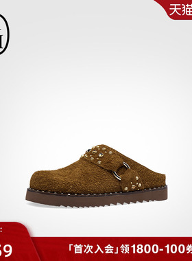 ASH女鞋秋季GRIZZLY真皮半包拖勃肯鞋女厚底一脚蹬外穿半拖鞋潮