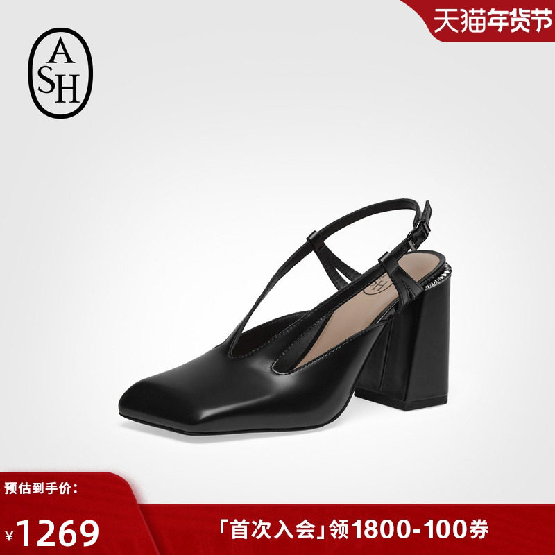 ASH女鞋2025夏季新款AURA真皮包头时装凉鞋女粗跟一字扣带高跟鞋,女鞋,时装凉鞋,淘宝优惠券,粉丝福利购,淘宝优惠卷