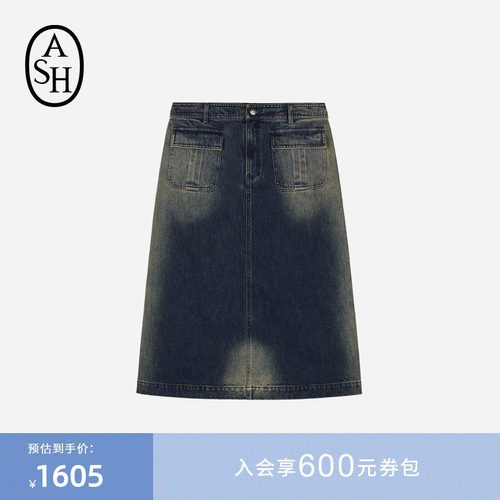 ASH女装春季JORYA复古水洗牛仔A字半裙女中长款裙子