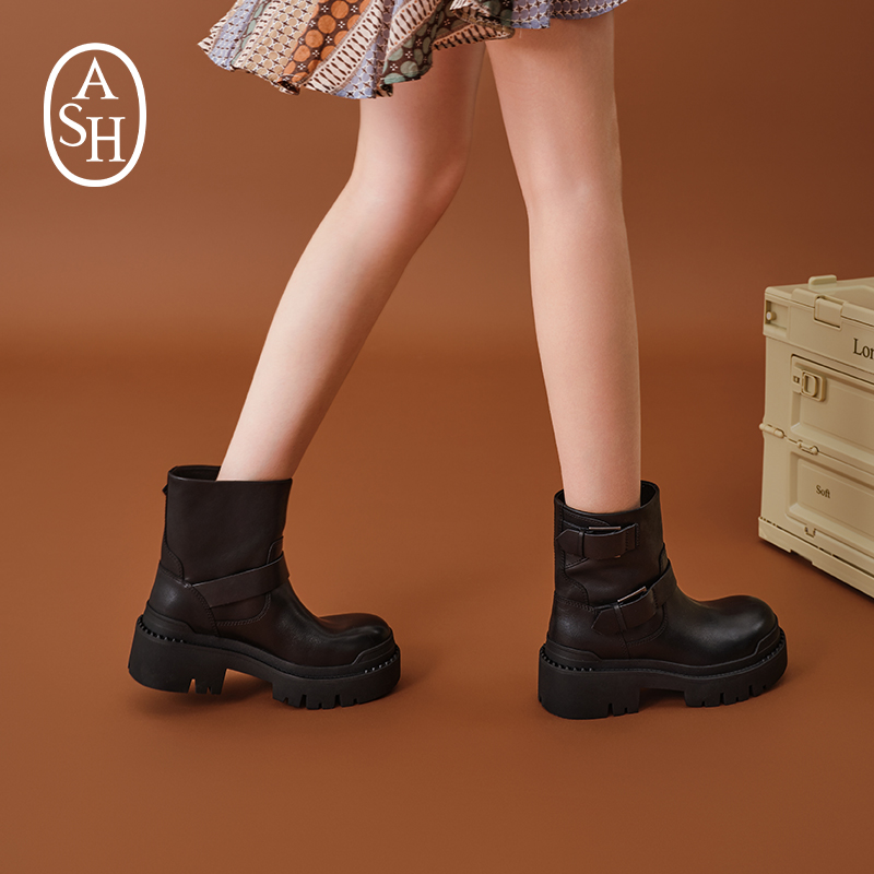 ASH女鞋2025秋冬新款NICE切尔西靴厚底增高户外露营西部靴女短靴