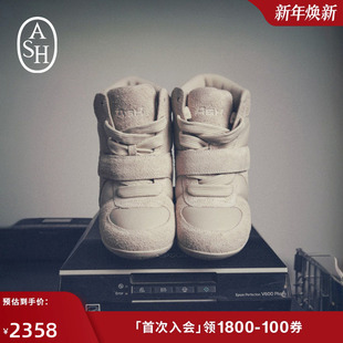 女休闲真皮增高百搭运动鞋 ASH女鞋 秋冬BOWFFY高帮坡跟魔术贴单鞋