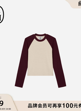 ASH女装春季EPSON(TEE)拼色女宽松针织长袖T恤