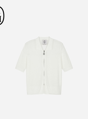 ASH女装2026春夏新款URUS翻领短袖拉链舒适透气休闲针织开衫