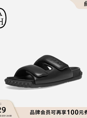 【男女同款】ASH女鞋夏季TWIST真皮休闲拖鞋女露趾平底一字拖