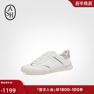 真皮轻便银色德训单鞋 ASH女鞋 PODIUM休闲运动小白鞋 款 2025秋季