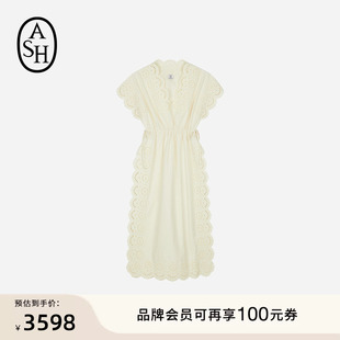 ASH女装 URUS宽松立体纯棉花边连衣裙女梭织长裙 2026春夏新款